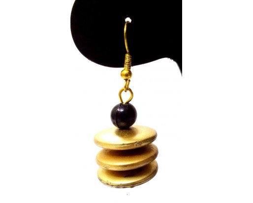 Handmade Painted Wooden Wood Earrings Jhumki Ethnic Chic Boho Drop Long EA351
